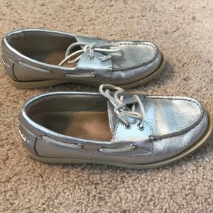 Silver boat shoes